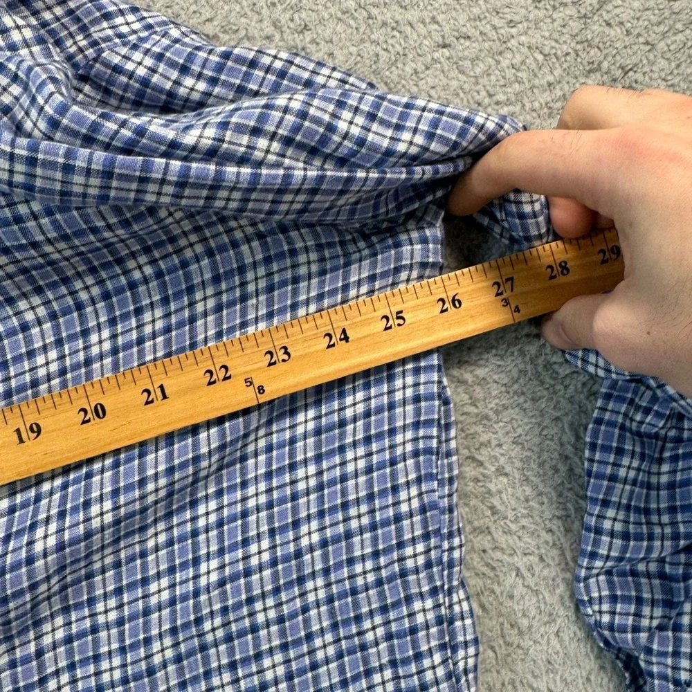 Polo Ralph Lauren Mens XXL‎ Blue White Plaid 100% Linen Button Down Shirt